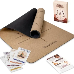 Natural Cork Yoga Mat, Comes with 55 Yoga Position Cards